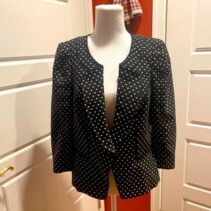 Super Cute White House Black Market Black W White Polka Dot Blazer Size 10